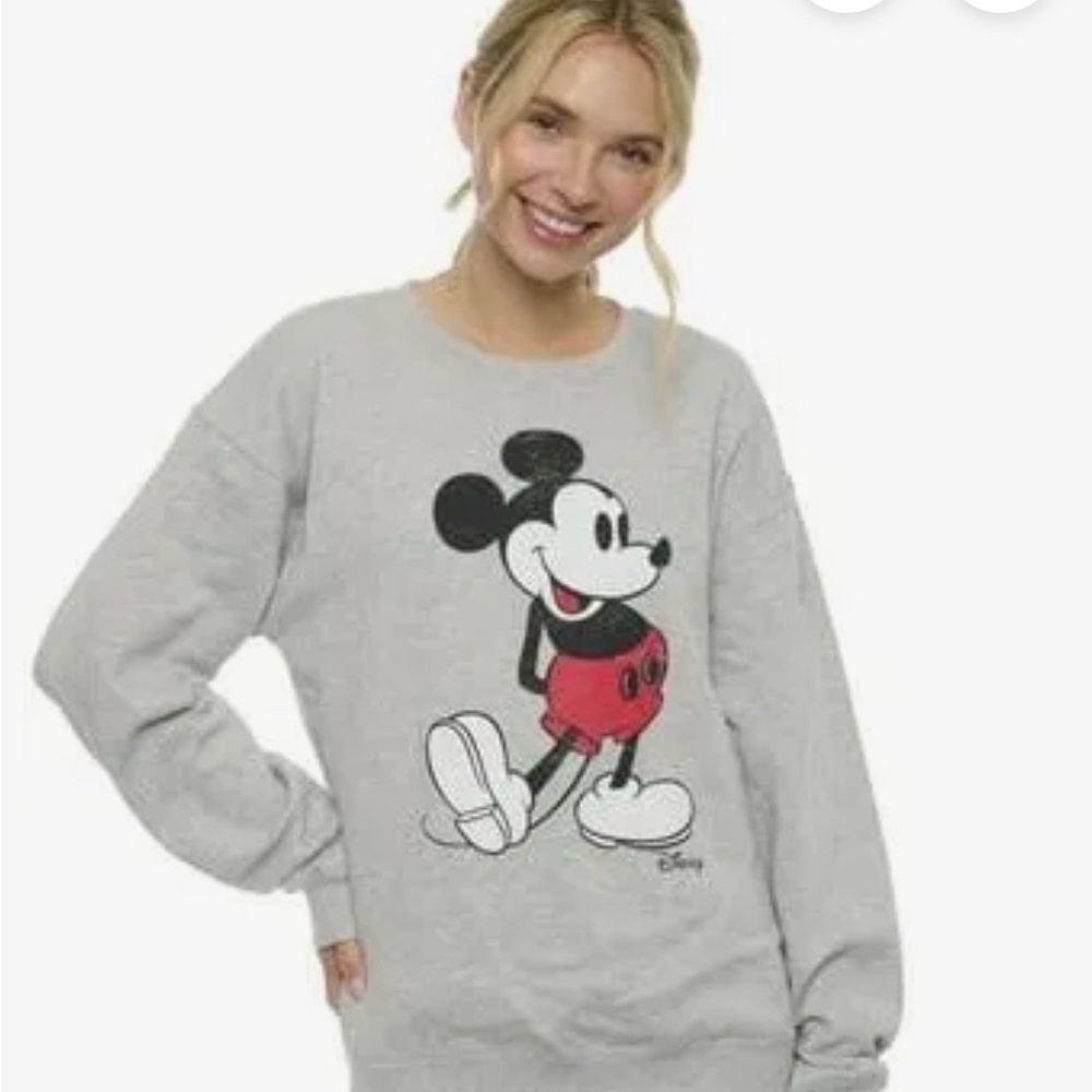 Disney Gray Sweatshirt with Mickey Mouse in Red Shorts